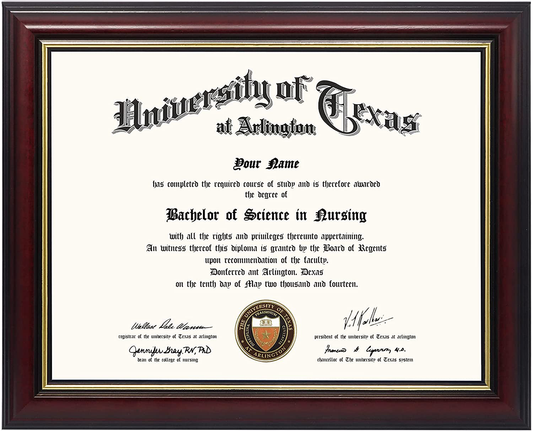 GraduationMall 8.5x11 Certificate Diploma Frame,Solid Wood & UV Protection Acrylic,Cherry Finish with Gold Trim