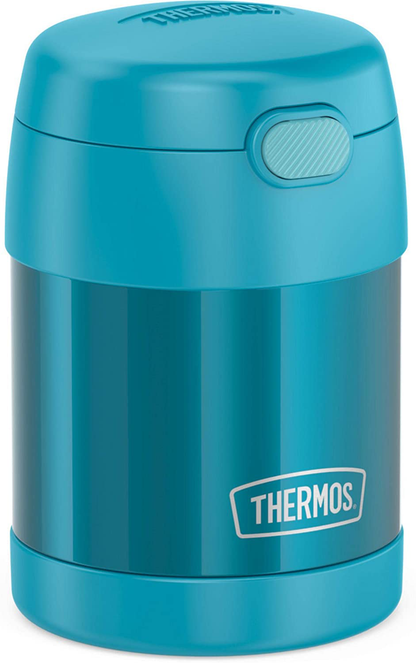 THERMOS FUNTAINER 10 Ounce Stainless Steel Vacuum Insulated Kids Food Jar with Folding Spoon, Navy