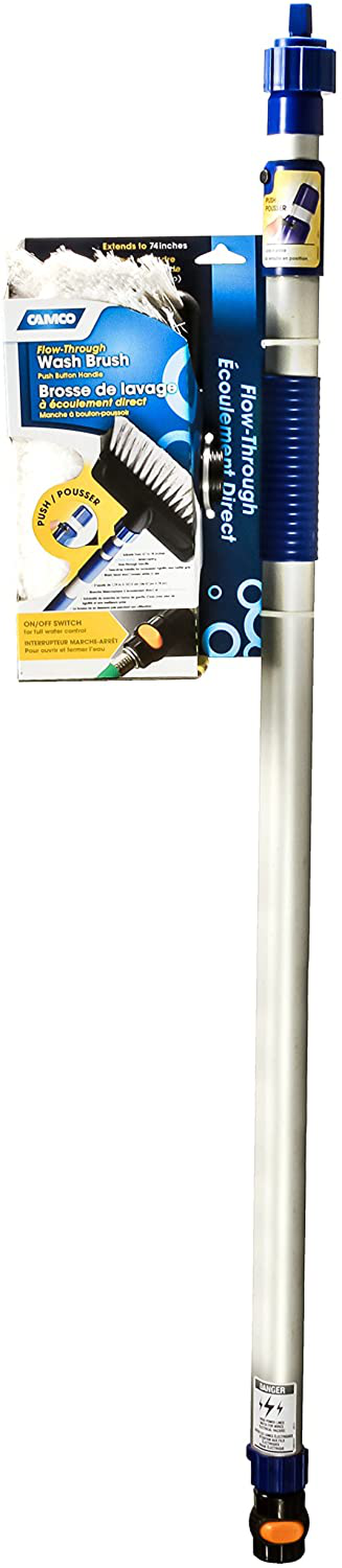 Camco 43633 RV Flow-Through Wash Brush with Adjustable Handle