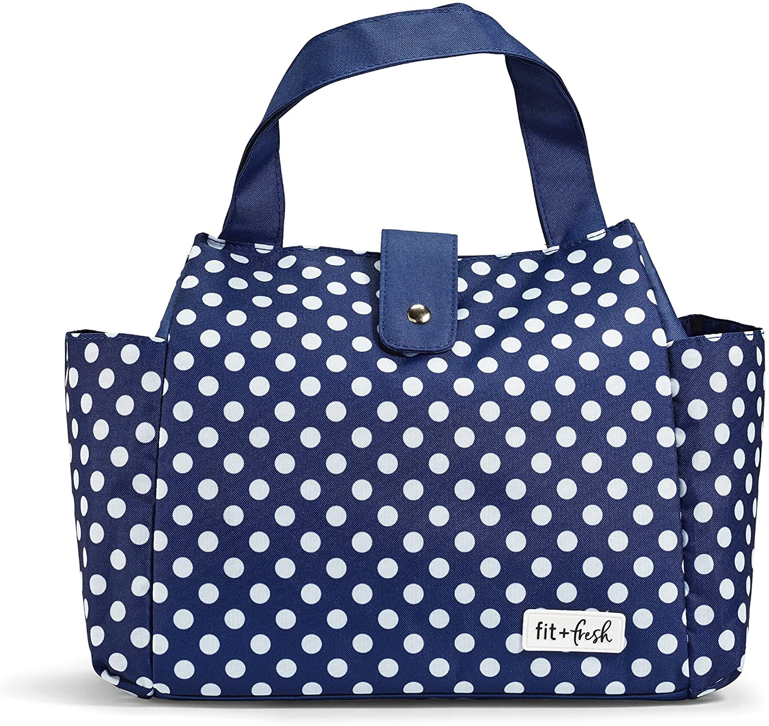 Fit + Fresh Westport Insulated Soft Liner Lunch Bag Kit, Classic Navy Dot