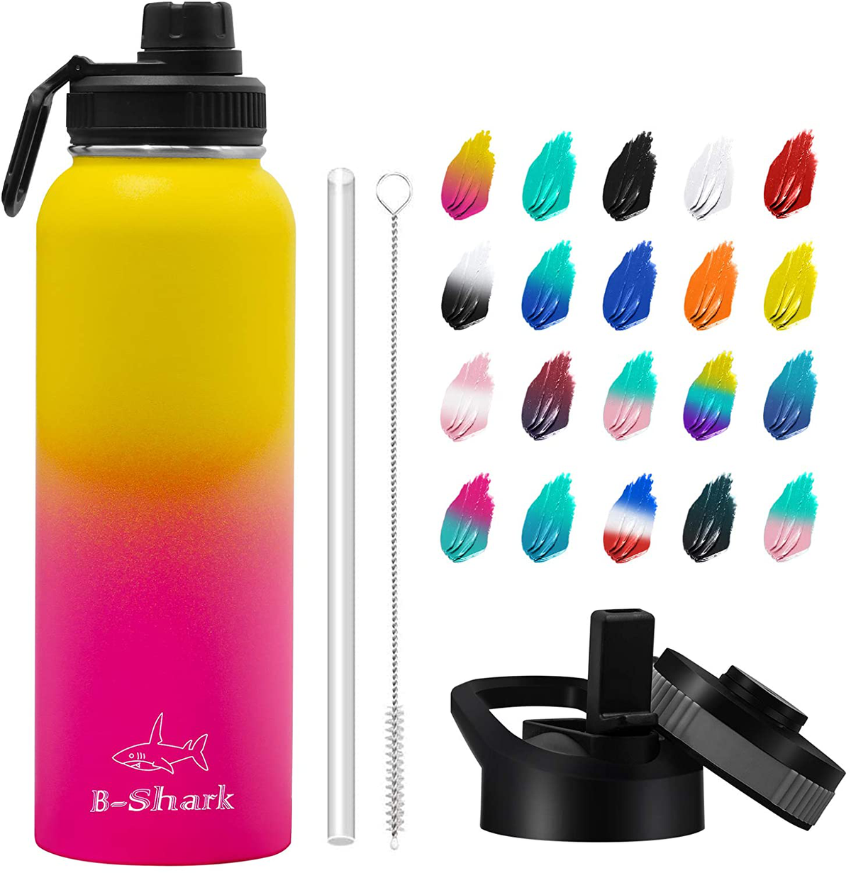 Water Bottle - 24/32/40 oz Water Bottle with Straw, Double Wall Vacuum Stainless Steel Water Bottle with 3 Option Lid Keeps Hot or Cold, Leak Proof Sports Water Bottle for Camping Travel, Office and Outdoor