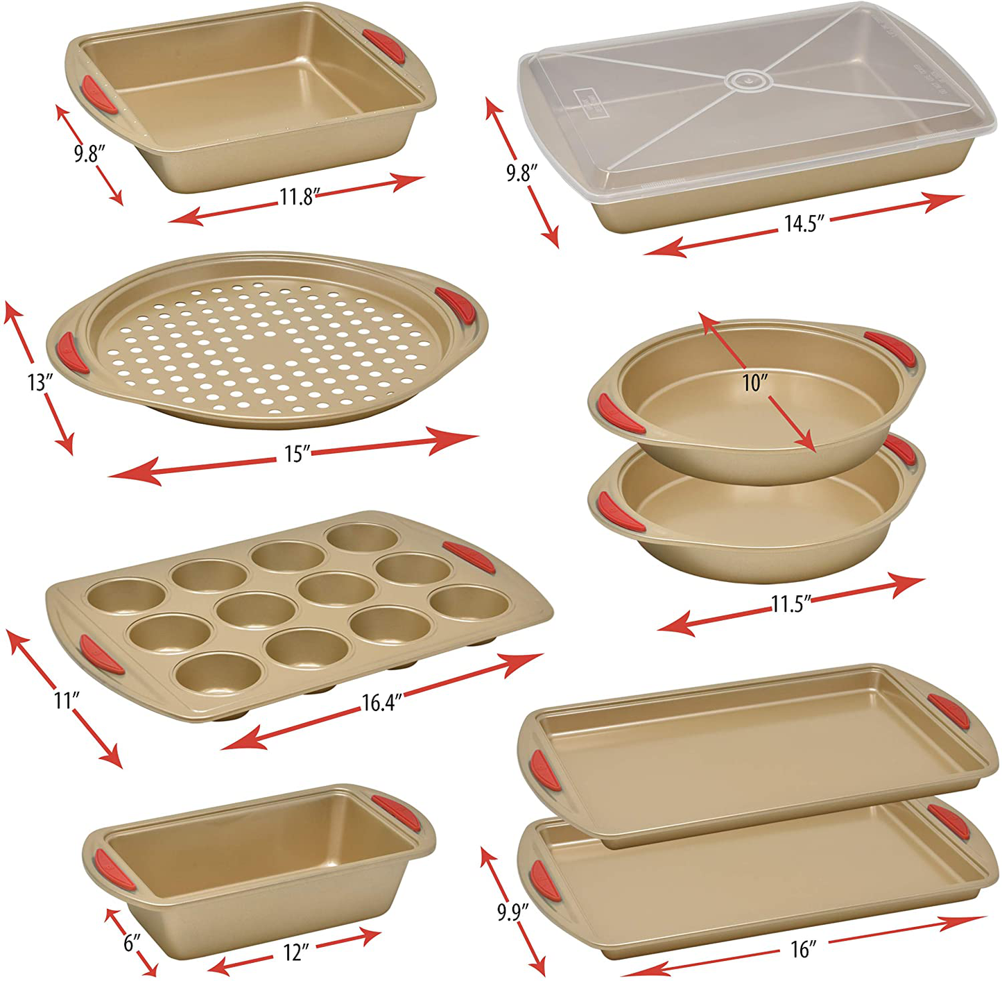 Nonstick Bakeware Set with Baking Pans, Cookie Sheet Baking Sheets, Bread Pan, Cake Pans, Muffin Pan