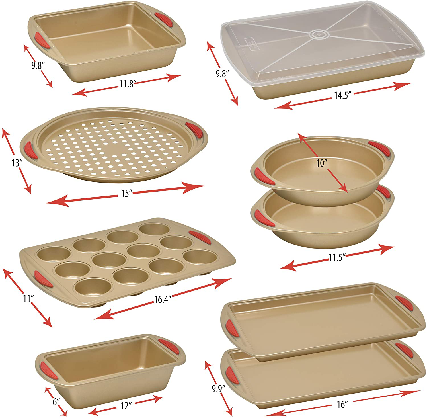 Nonstick Bakeware Set with Baking Pans, Cookie Sheet Baking Sheets, Bread Pan, Cake Pans, Muffin Pan