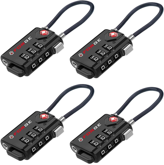 TSA Approved Cable Luggage Locks, Re-settable Combination with Alloy Body