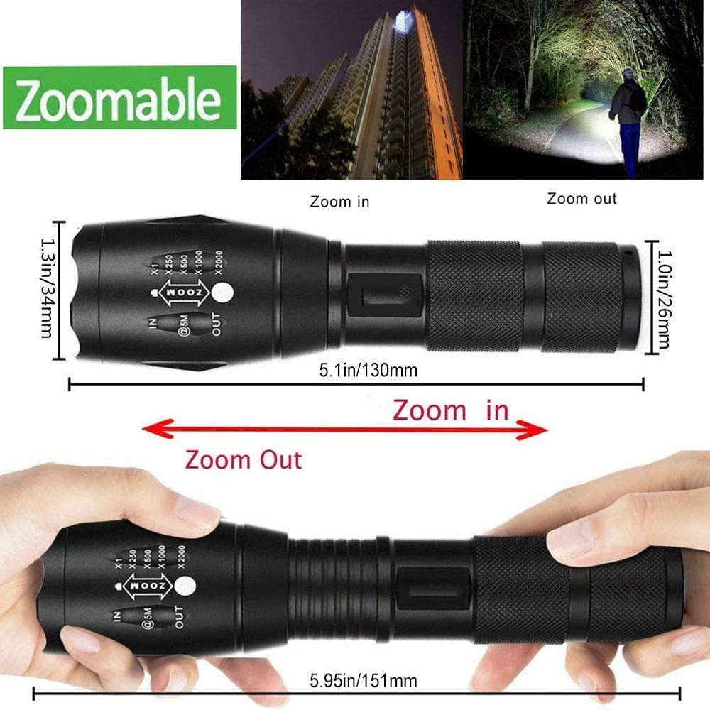 3 Pack Super Bright Flashlights High Lumens LED Flashlight with Zoomable Beam - 5 Modes