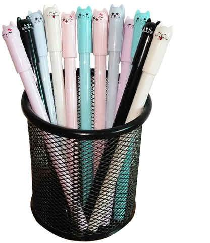 Sencoo 12 pack Black Cute Cat Pens 0.5mm Japanese Kawaii Gel Pens Ball Point Pens for School Office Supplies