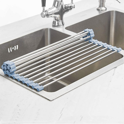 Stainless Steel Roll Up Over The Sink Dish Drying Rack