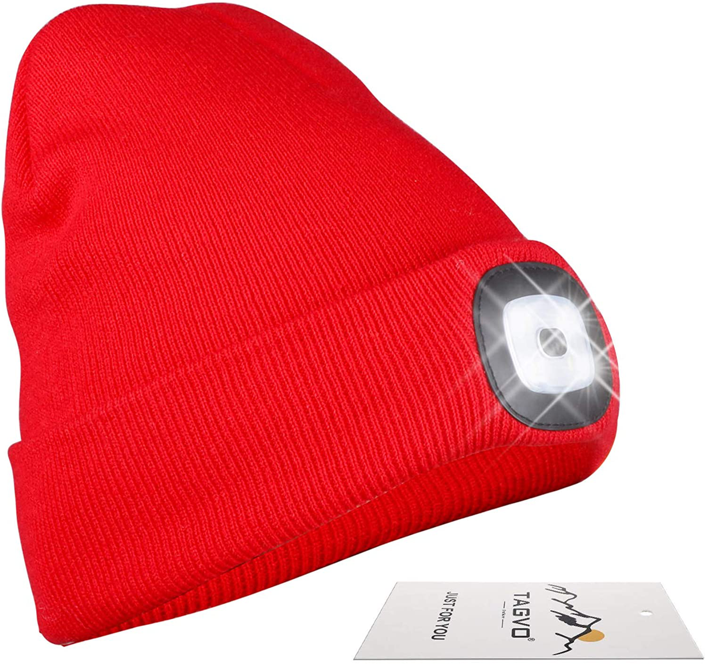 Knitted Unisex Beanie Hat with Light, USB Rechargeable LED Headlamp Flashlight Hat