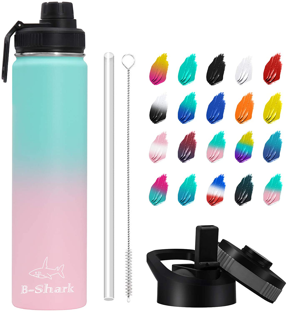 Water Bottle - 24/32/40 oz Water Bottle with Straw, Double Wall Vacuum Stainless Steel Water Bottle with 3 Option Lid Keeps Hot or Cold, Leak Proof Sports Water Bottle for Camping Travel, Office and Outdoor