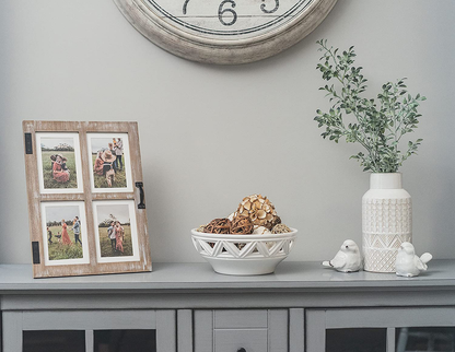 GLM Farmhouse Window Frame Holds Four 4x6 and 5x7 Photos, Farmhouse Picture Frames With Mat and Glass, Photo Collage Frame and Rustic Farmhouse Decor (Brown)