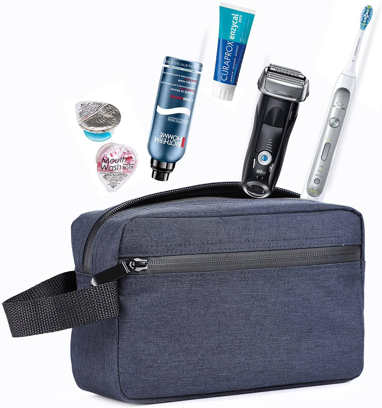 Toiletry Bag for Men, Portable Travel Toiletry Organizer Bag,Shaving Bag for Toiletries Accessories (Deep blue)