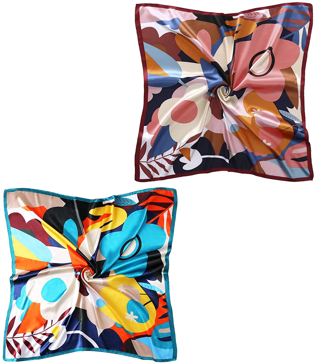 35" Square Silk Like Head Scarf - Women's Fashion Silk Feeling Scarf