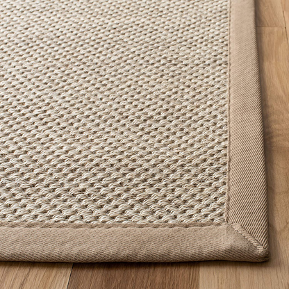 Safavieh Natural Fiber Collection NF143C Border Sisal Area Rug, 4' x 4' Square, Marble / Beige
