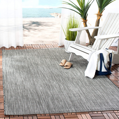 Safavieh Courtyard Collection CY8022 Indoor/ Outdoor Non-Shedding Stain Resistant Patio Backyard Runner, 2'3" x 14' , Navy / Grey