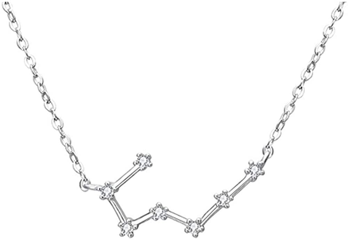 925 Sterling SilverCZ Horoscope Zodiac 12 Constellation Astrology Pendant Necklace for Women Girls Teen Girls and Kids Birthday Gift