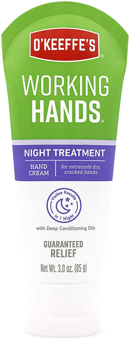 O'Keeffe's Working Hands Hand Cream, 3 Oz Tube and Night Treatment Hand Cream, White, 103002