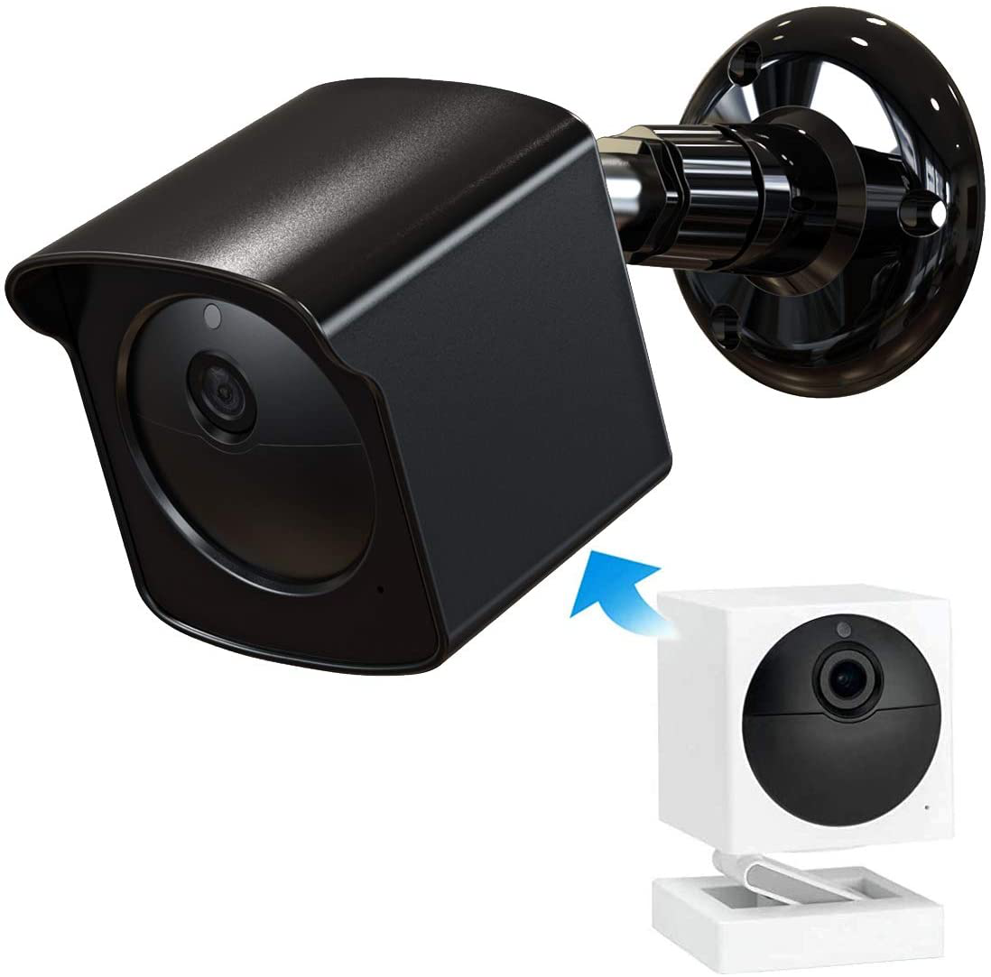 PEF Mount for Wyze Cam Outdoor, Weatherproof Protective Cover and 360 Degree Adjustable Wall Mount for Wyze Camera Outdoor Indoor Wire-Free Smart Home Camera System (Black, 1 Pack)