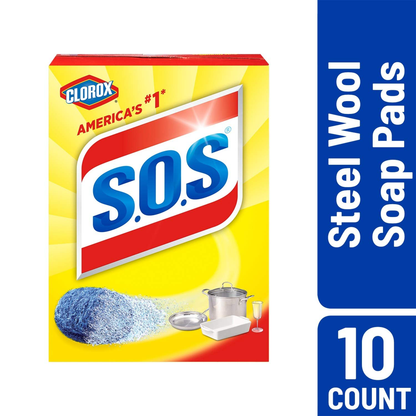 S.O.S-10002 , Steel Wool Soap Pads, 10 Ct