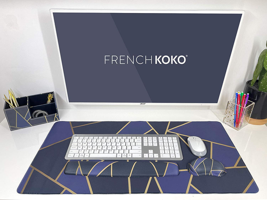 French Koko Large Mouse Pad, Desk Mat, Keyboard Pad, Desktop Home Office School Essentials College Cute Decor Big Extended Laptop Protector Computer Accessories Pretty Mousepad Women Girls XL
