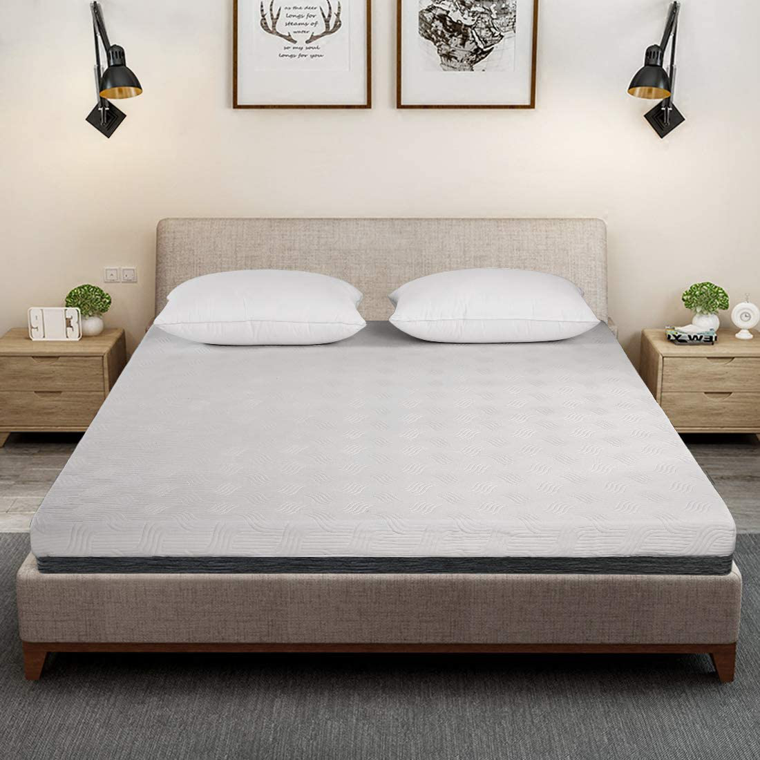 FAIRYLAND 3 Inch Memory Foam Mattress Topper King Size, Cooling Relieving Mattress Pad for Bed with Bamboo Fiber Cover