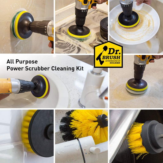 8 Piece Drill Brush And Scouring Pad Attachment Set 