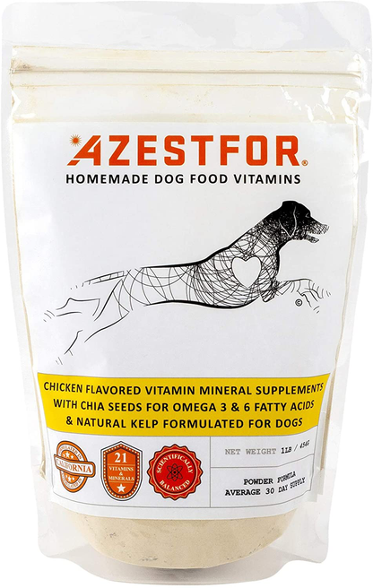 Azestfor Homemade Dog Food Supplement Dog Vitamins Made in USA Add to Holistic Whole Food Diets Raw BARF All Breeds Puppy Adult 16oz Powder
