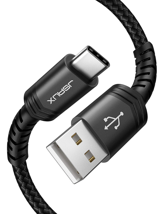 USB Type C Cable 3A Fast Charging [2-Pack 6.6ft], JSAUX USB-A to USB-C Charge Braided Cord Compatible with Samsung Galaxy S10 S9 S8 S20 Plus A51 A11,Note 10 9 8, PS5 Controller, USB C Charger-Black