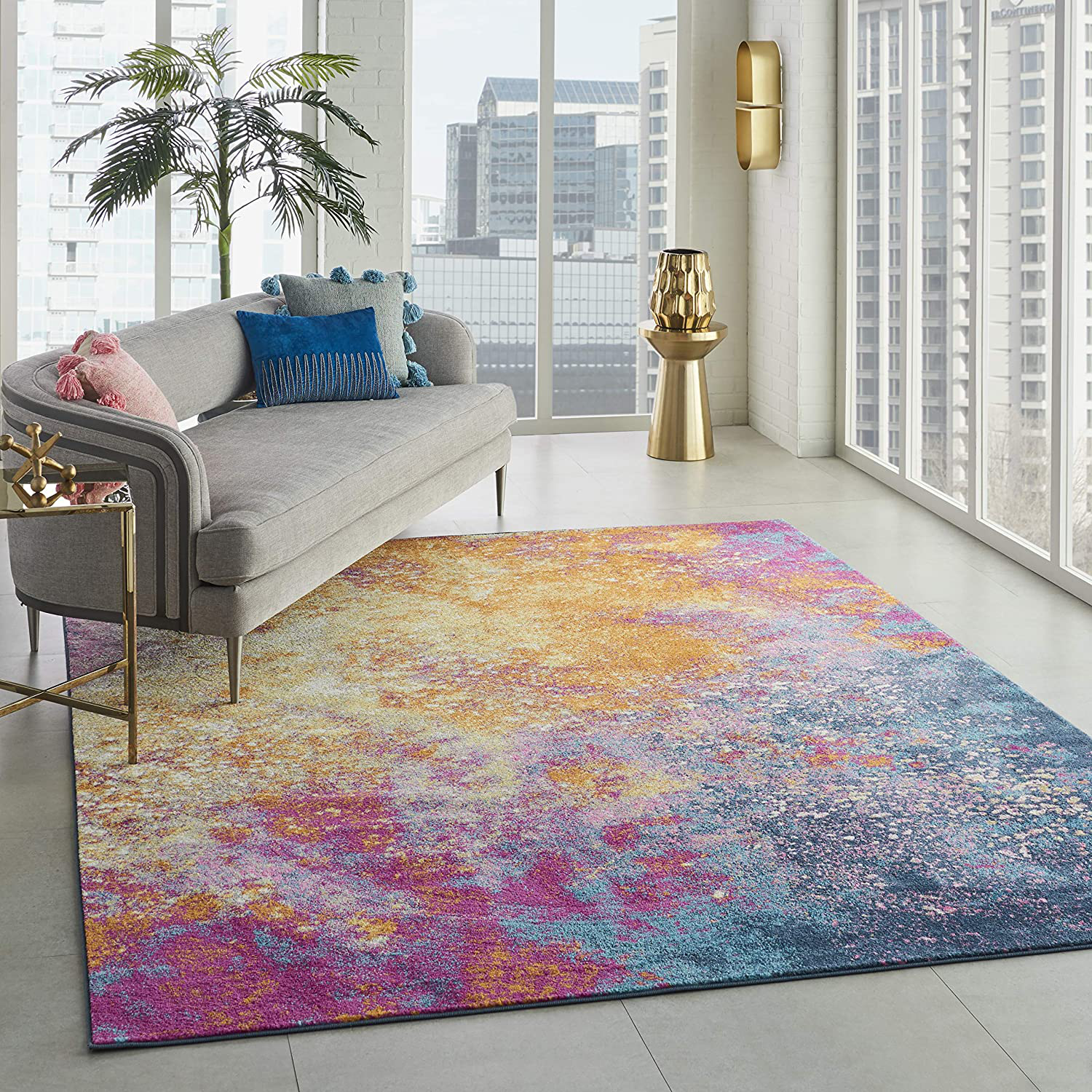 Nourison Passion Bohemian Abstract Sunburst 1'10" x 6' Area Rug, (6' Runner)