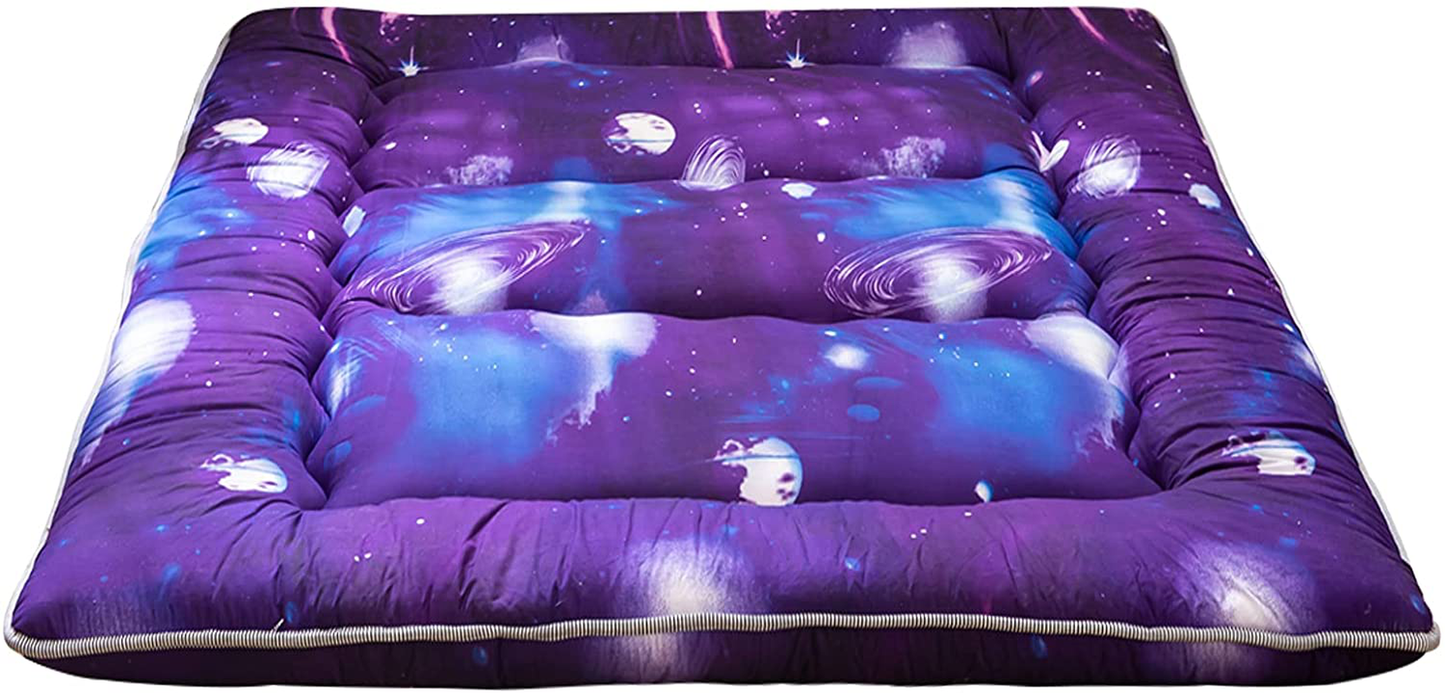 Floral Japanese Futon Floor Mattress, Bed Mattress Topper with Roll Up Design 