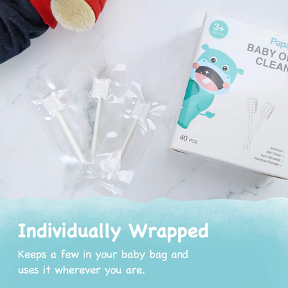 [40-Pack] Papablic Baby Tongue Cleaner, Upgrade Gum Cleaner with Paper Handle for Babies and Infants Ages 0-2 Years