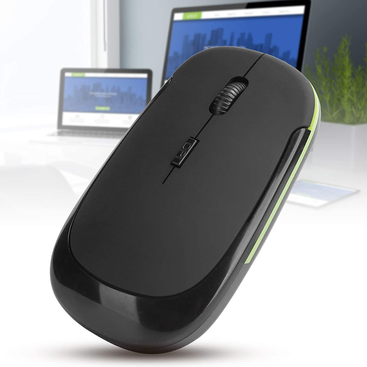 Wireless Mouse 2.4G Wreless Frequency Hopping Adjustable Optical USB Receiver Notebook Computer Accessories 1600dpi Silent Micro Motion Design Lightweight and Portable(Black)