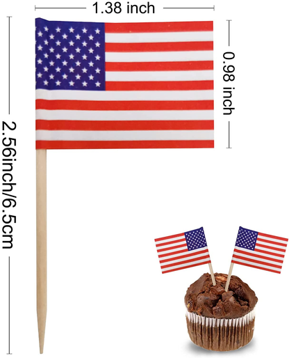 Pack of 100 Flag Toothpick Flags, Small Toothpick Cupcake Toppers, Country Picks, Party Decoration
