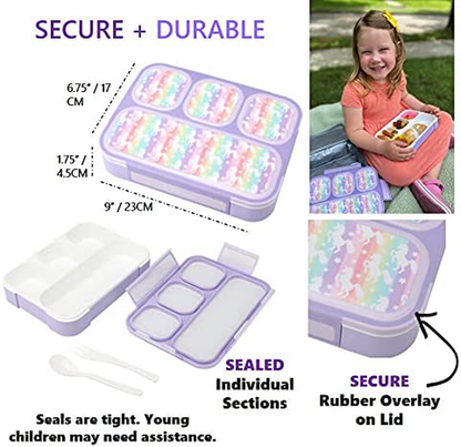 Bento Lunch Boxes Snack Containers | Leakproof Portion Lunch-Box Set for Kids Boys Girls Adults Lunches | BPA Free Microwave and Food Safe | Blue Purple Large 2 pack