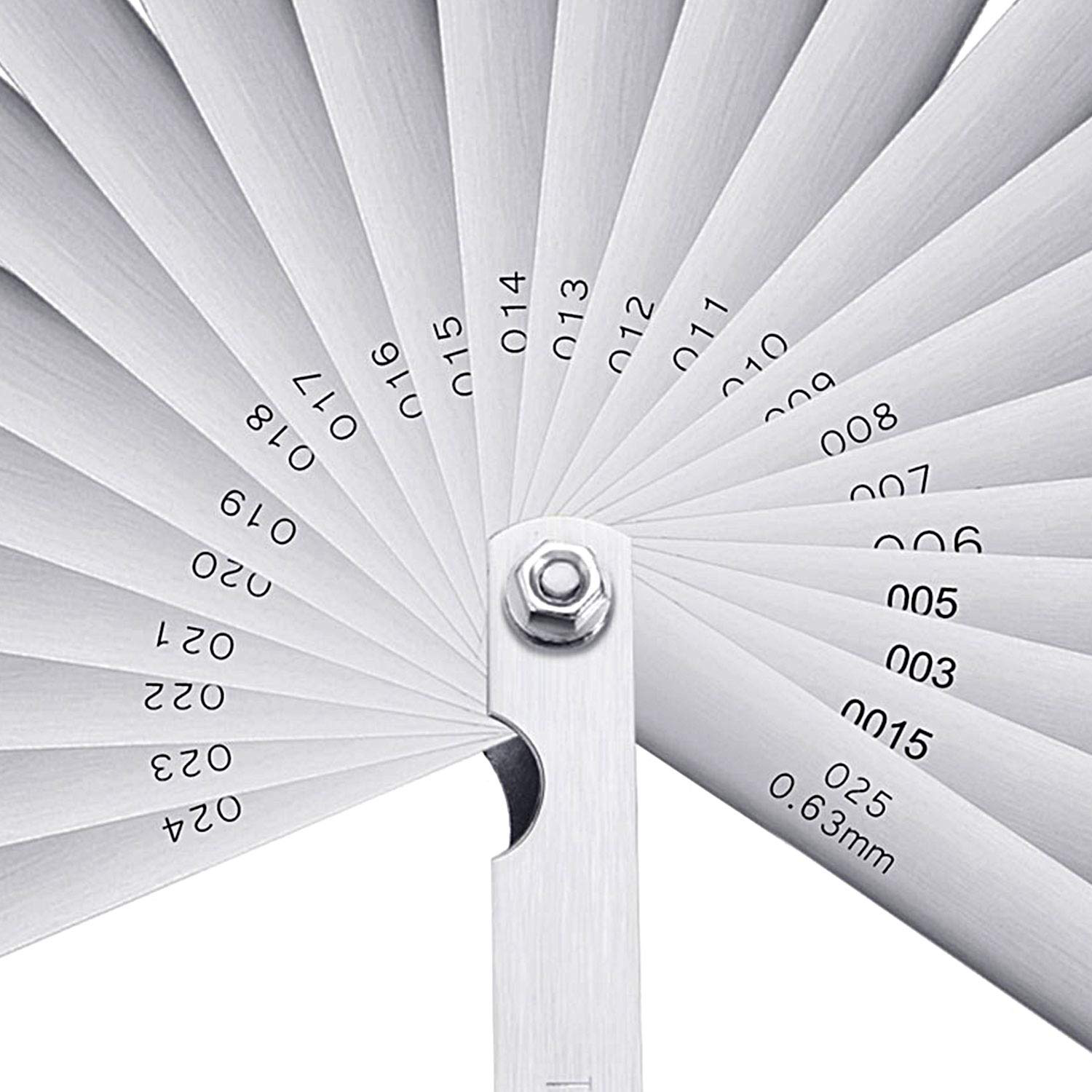 Stainless Steel Feeler Gauge Dual Marked Metric and Imperial Gap Measuring Tool (0.005/0.127-0.02/0.508 mm, 16 Blades)