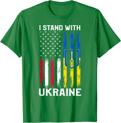 I Stand With Ukraine Flag American USA Flag Support Ukraine T-Shirt