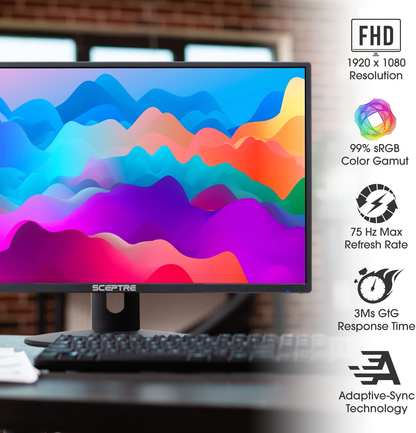 Sceptre 20" 1600x900 75Hz Ultra Thin LED Monitor 2x HDMI VGA Built-in Speakers