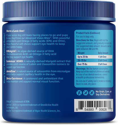 Zesty Paws Eye Supplement for Dogs - Vision Support with Lutein + Vitamin C & Astaxanthin Antioxidants - Dog Vitamins for Eyes + Fish Oil for Omega 3 EPA & DHA for Senior Dogs