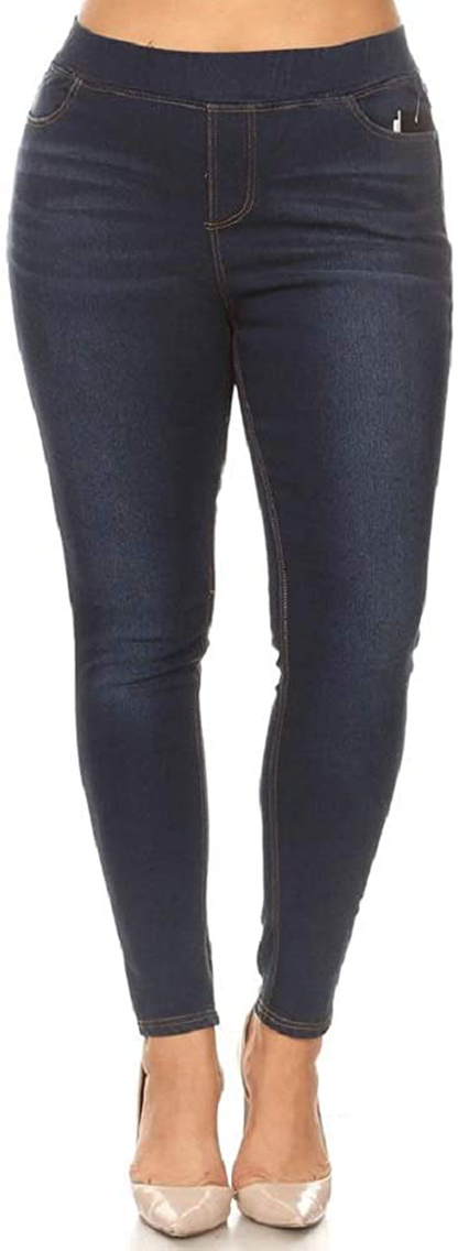 Jvini Women's Pull-On Ripped Destroyed Stretch Skinny Denim Jeggings Regular-Plus Size