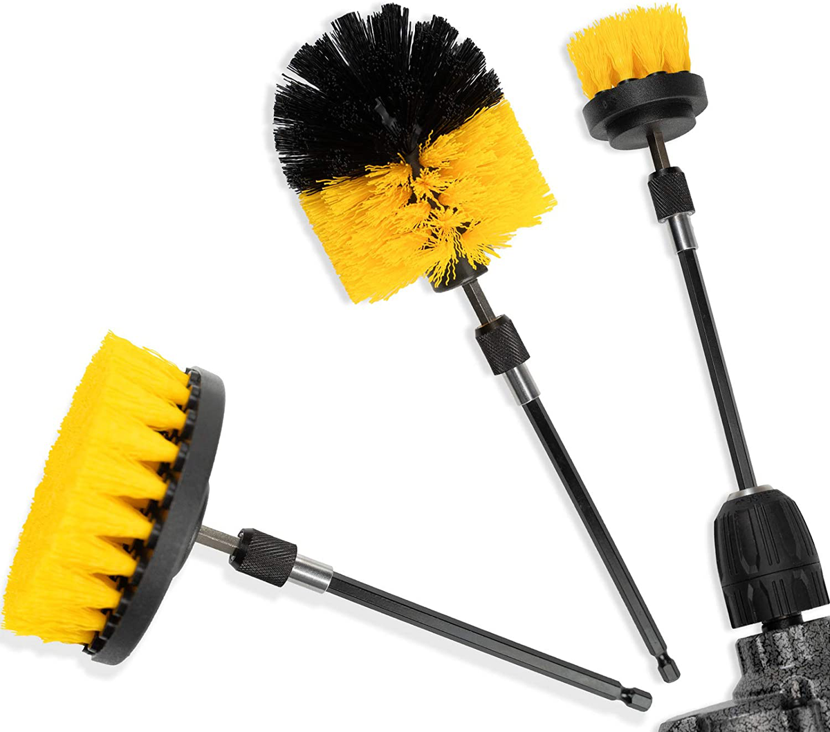 [4 Pack] Auto Detailing Drill Brush Set, Wheel Cleaner Brush, Car Cleaner Wash Brush Supplies Kit Fit Tire, Car Mats, Floor Mat, Bathroom and Auto Power Scrubber Brush Cleaning Sets