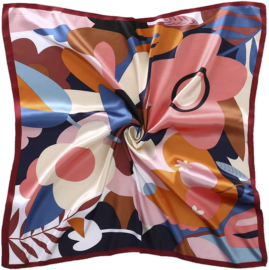35" Square Silk Like Head Scarf - Women's Fashion Silk Feeling Scarf