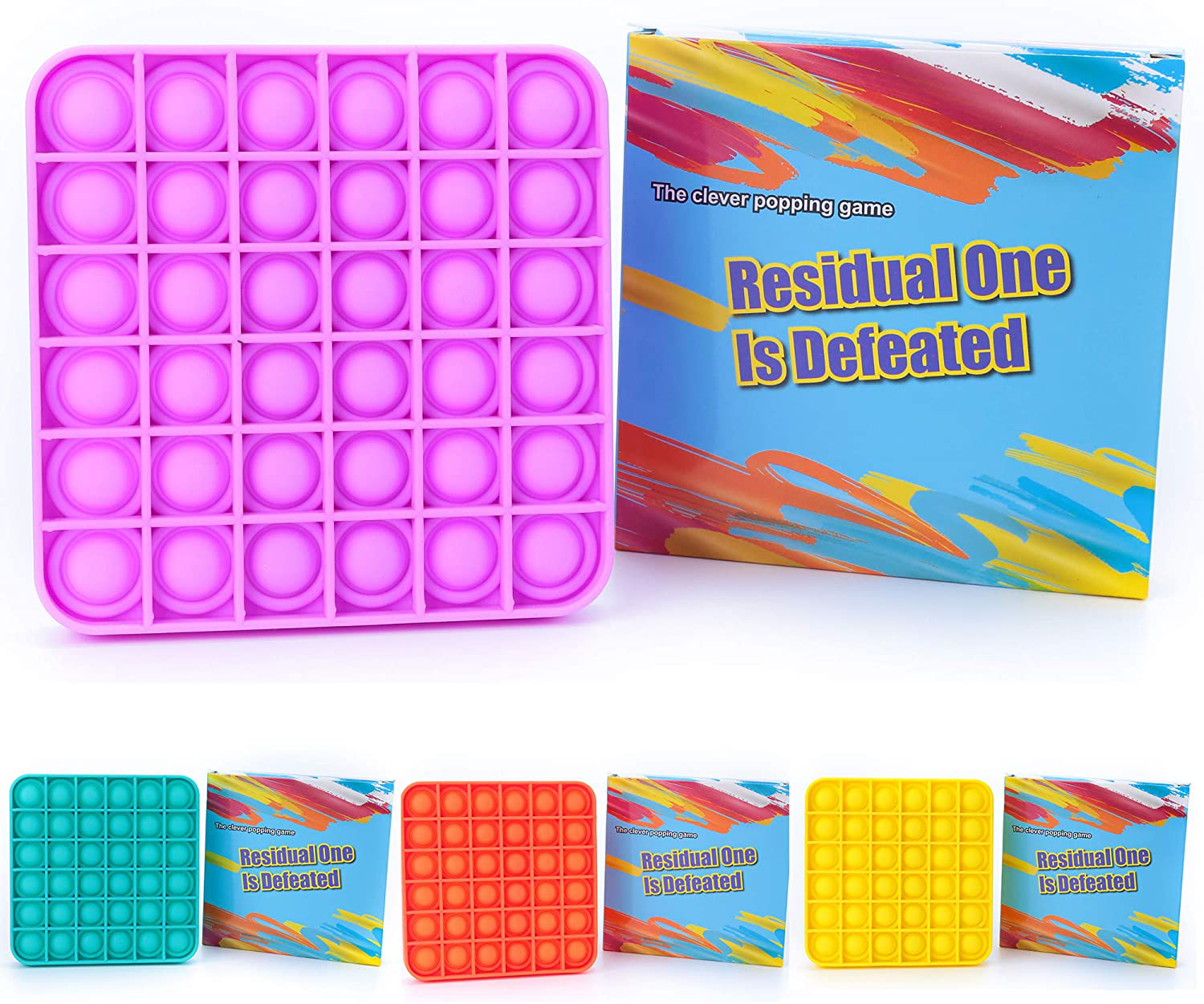 Silicone Push Pop It Fidget Toy - Sensory, Anxiety Relief Toys