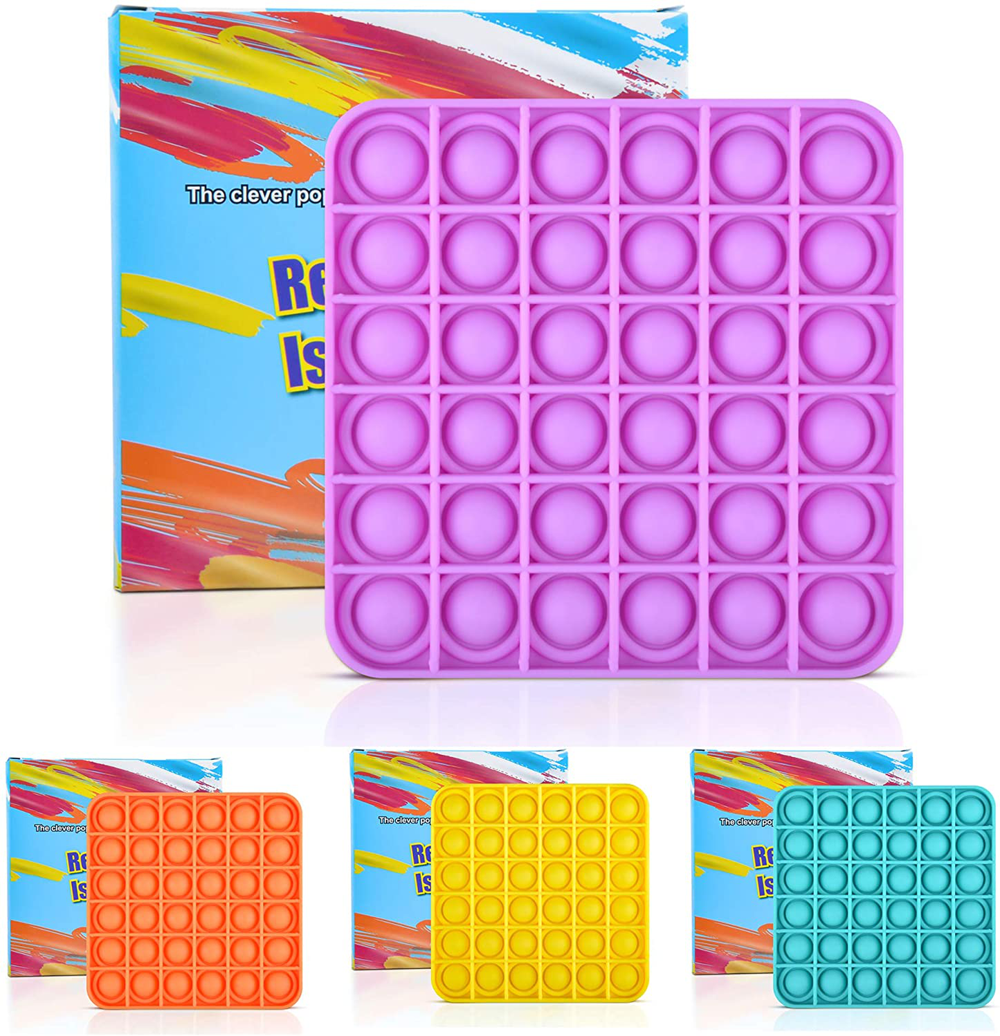 Silicone Push Pop It Fidget Toy - Sensory, Anxiety Relief Toys