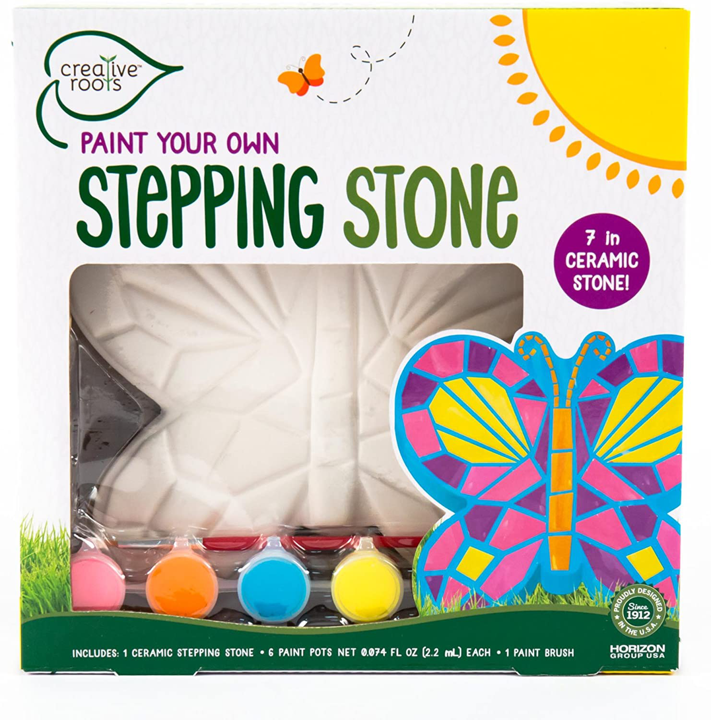 Creative Roots 92849 Paint Your Own Turtle Stepping Stone by Horizon Group Usa, 6 Paint Pots and Brush included, Assorted