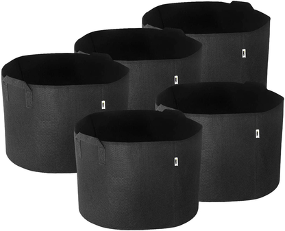 5 Pack Plant Grow Bags Aeration Fabric Pots Heavy Duty Durable Container