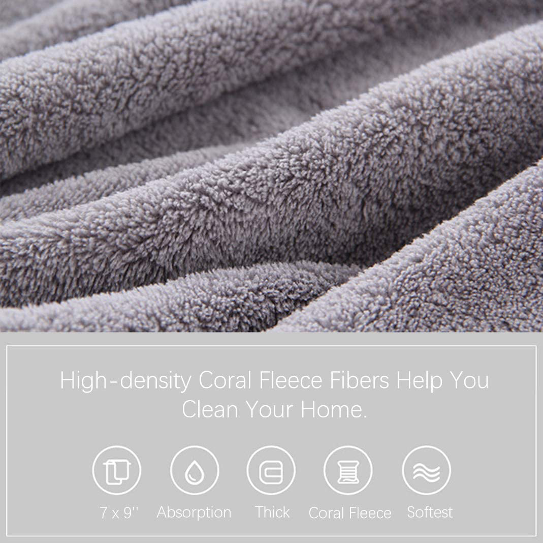 Sunny zzzZZ 24 Pack Kitchen Dishcloths (Brown, 10 x 10 Inch) - Does Not Shed Fluff - No Odor Reusable Dish Towels, Premium Dish Cloths, Super Absorbent Coral Fleece Cleaning Cloths