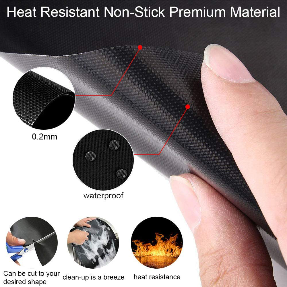 Dailyart Grill Mats Non Stick Set of 5 BBQ Grill Mat Baking Mats Teflon BBQ Accessories Grill Tools Reusable,Works on Gas, Charcoal, Electric Grill 15.75 x 13-Inch, Black