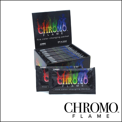 CHROMO FLAME Fire Color Changing Packets for Fire Pit, Campfire, Bonfire, Outdoor Fireplace | Magic, Colorful, Rainbow, Mystic Flames | 4 oz Total, 2-2 oz Jumbo Packets