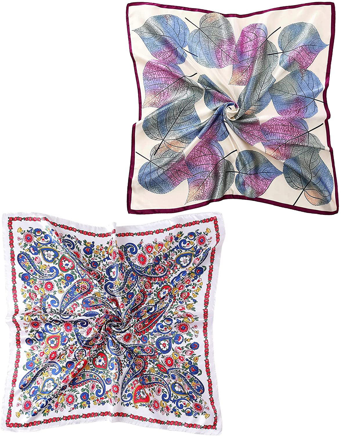 35" Square Silk Like Head Scarf - Women's Fashion Silk Feeling Scarf