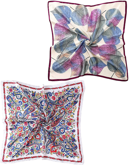 35" Square Silk Like Head Scarf - Women's Fashion Silk Feeling Scarf