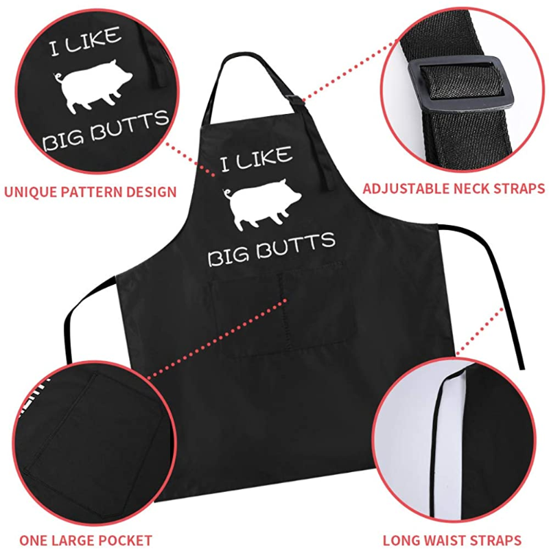 Funny Black Chef Aprons - Adjustable with Pockets